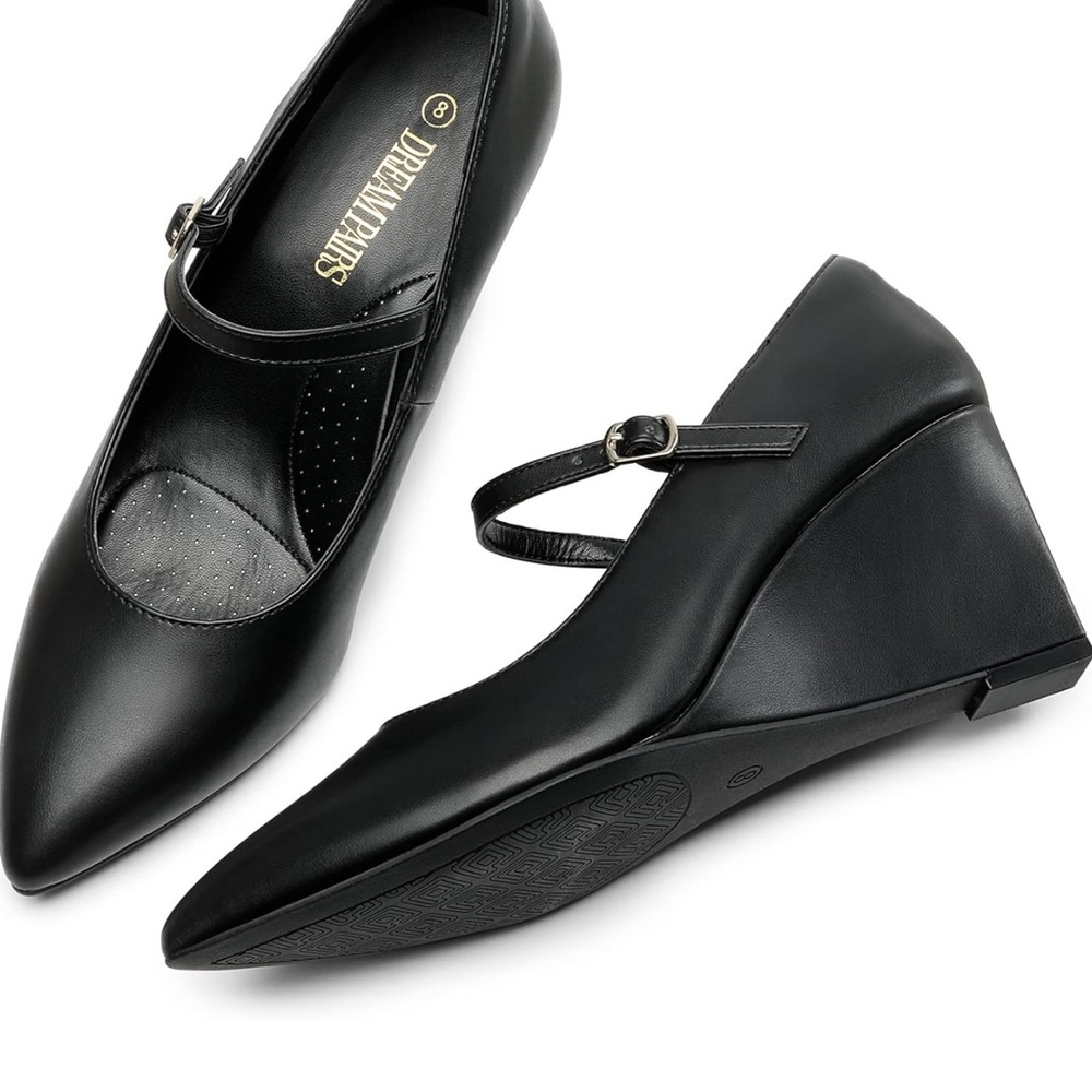 Dream Pairs Black Mary Jane Wedges
